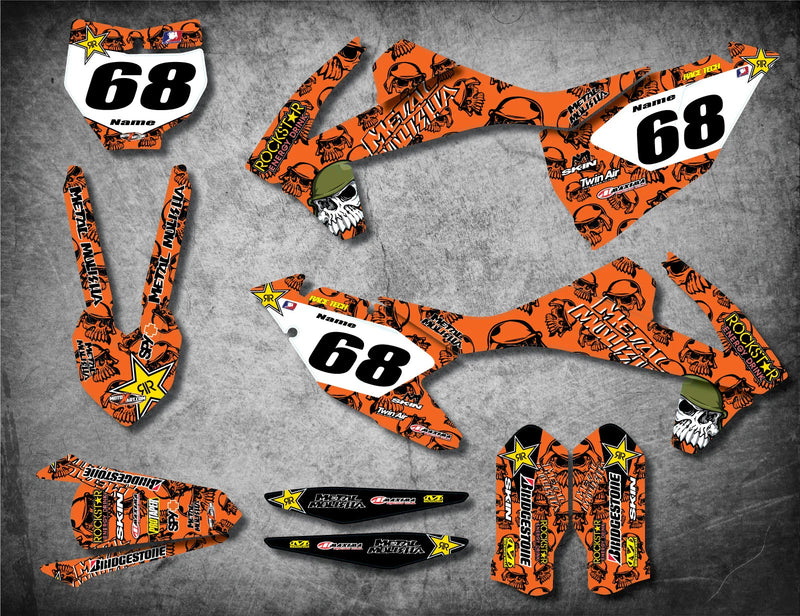 KTM SX Custom Graphic Kit METAL STYLE Decals Stickers (2016-2018)