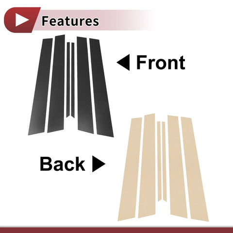 Nissan Maxima (2000-2003) Black Carbon Fiber 6 x Car Door Pillar Window Trim