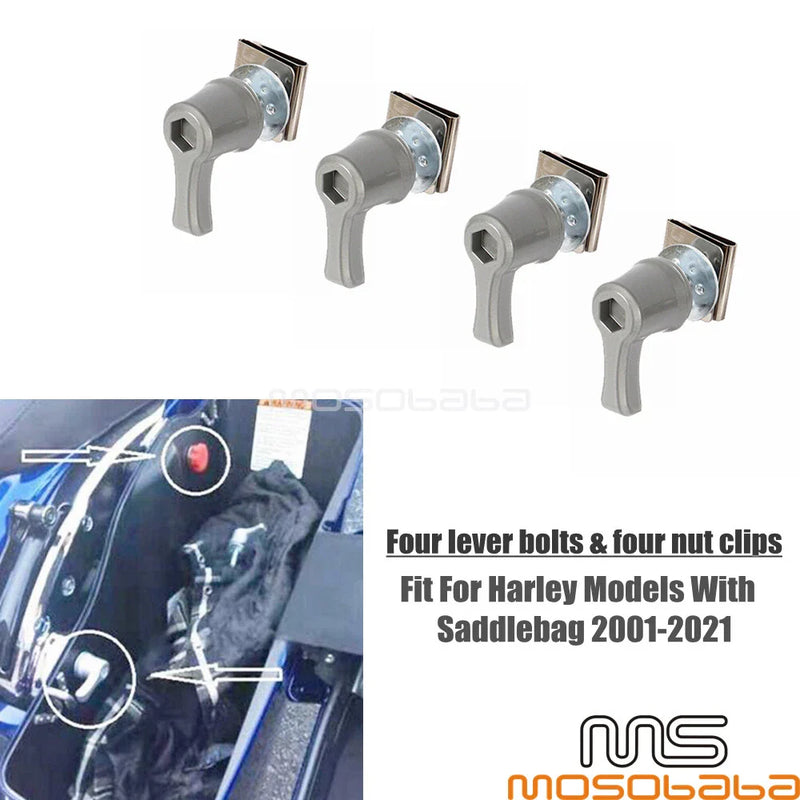Harley-Davidson 2001-2021 Saddlebag Lever Lock Bolts Nuts (4 pcs)