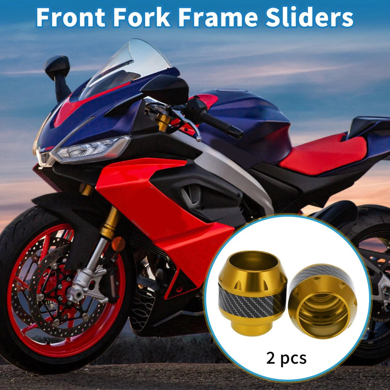Motorcycle 2 x Frame Sliders Falling Protection Aluminum Alloy Gold Tone