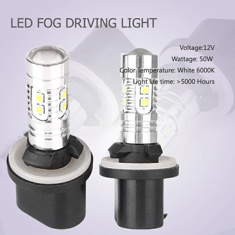 Car Driving Lamp DRL 6000K HID White 880 2 x 360° LED Fog Light Bulbs