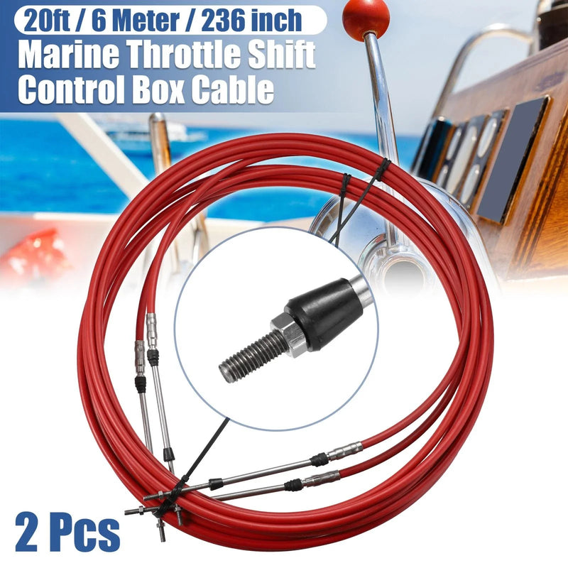 Yamaha Red 2 x 20ft 236 Inch Marine Type Shift Remote Control Box Cable