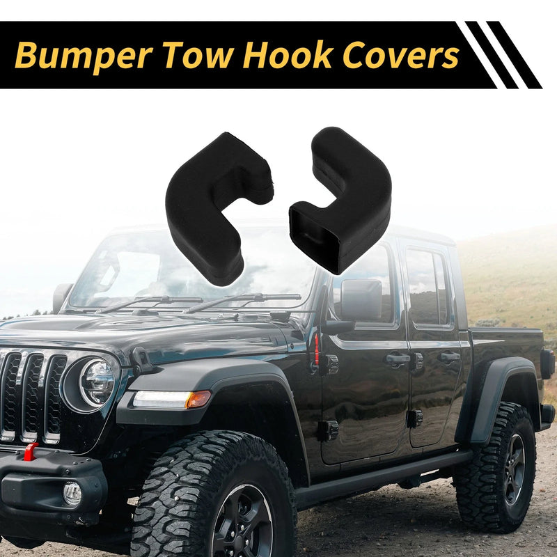 Jeep Wrangler JK JL Gladiator 07-23 Black Car Bumper Tow Hook Covers