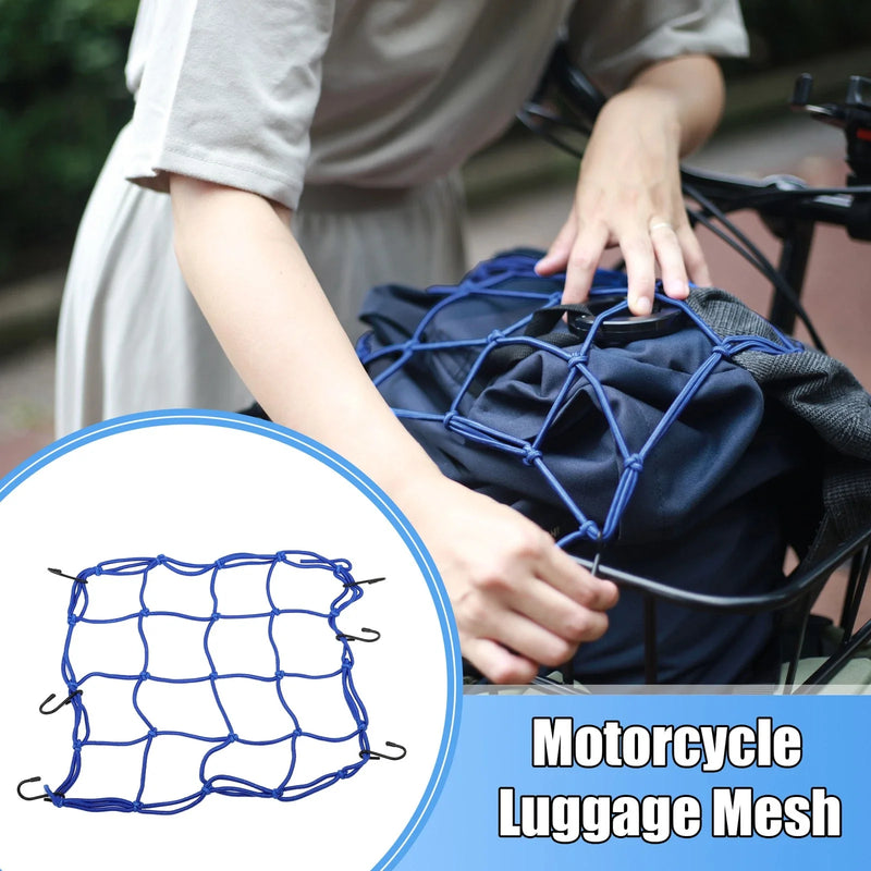 Motorcycle 12" x 12" Motorcycle Cargo Net Luggage Thick Mesh Blue 4x4