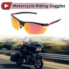 Goggles Motorcycle Riding Red Lens Black Red Frame Tri-acetel Cellulose