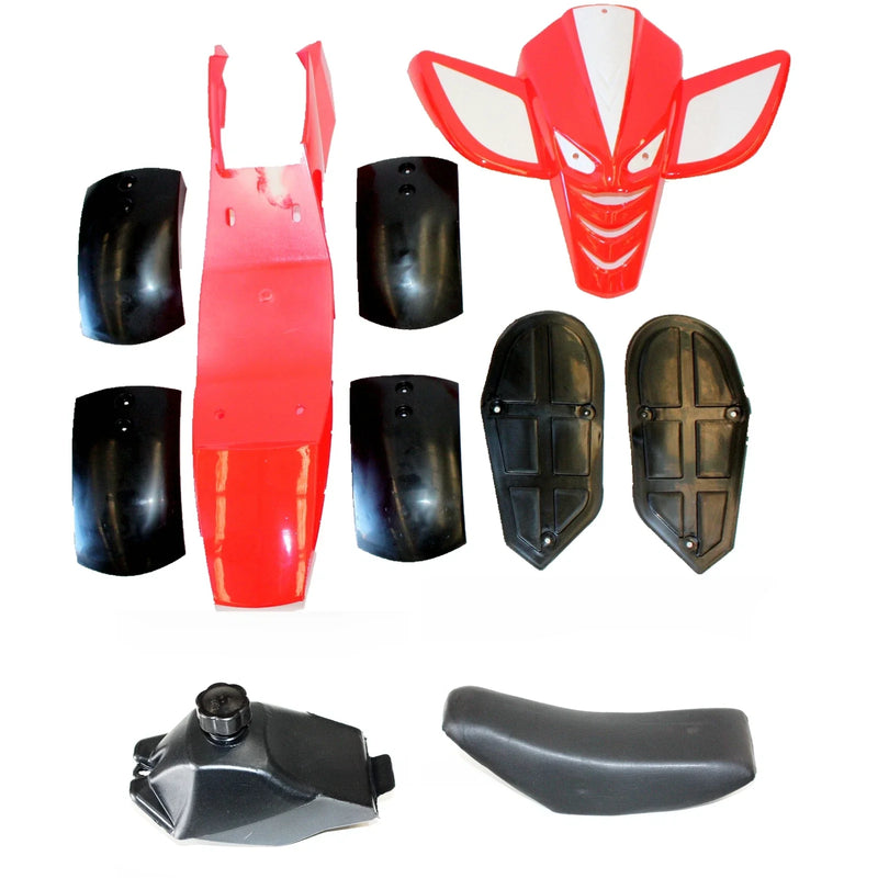 49cc Quad Dirt Bike ATV RED Plastic Fairing Fuel Tank Seat Mud Guard