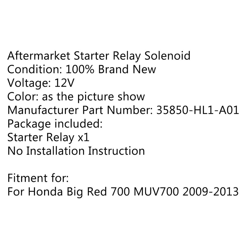 Honda Big Red 700 MUV700 Starter Solenoid Relay (2009-2014)
