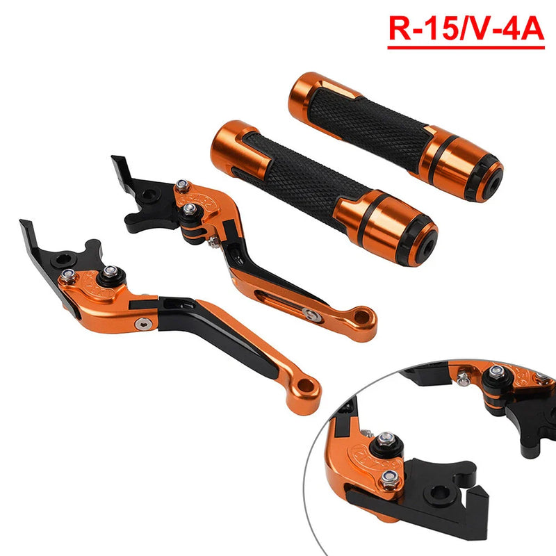 Yamaha YZF R1M R1S Orange Extendable Brake Clutch Lever Grip Set (2015-2023)