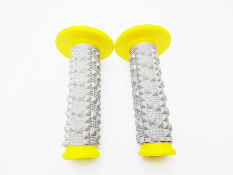 Kawasaki MX Enduro Trail Forseti Yellow Grey Diamond Handlebar Grip Set