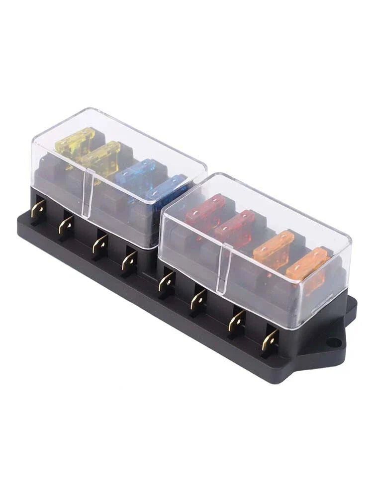 Car Compact 8 Way Fuse Box Holder LED Circuit