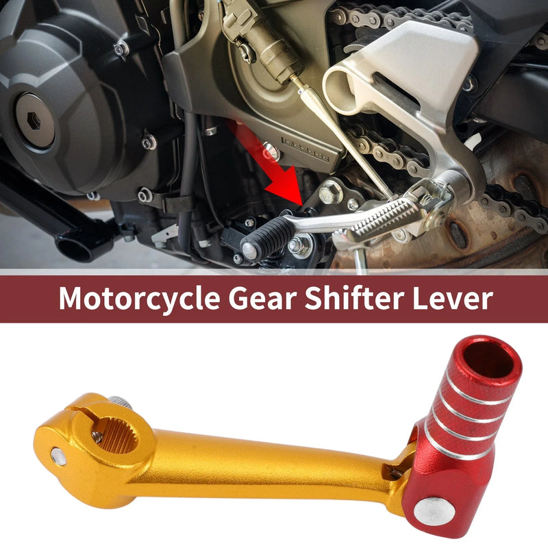 Bosuer M5 Folding Motorcycle Gear Shifter Lever Gold Tone Red Silver Tone