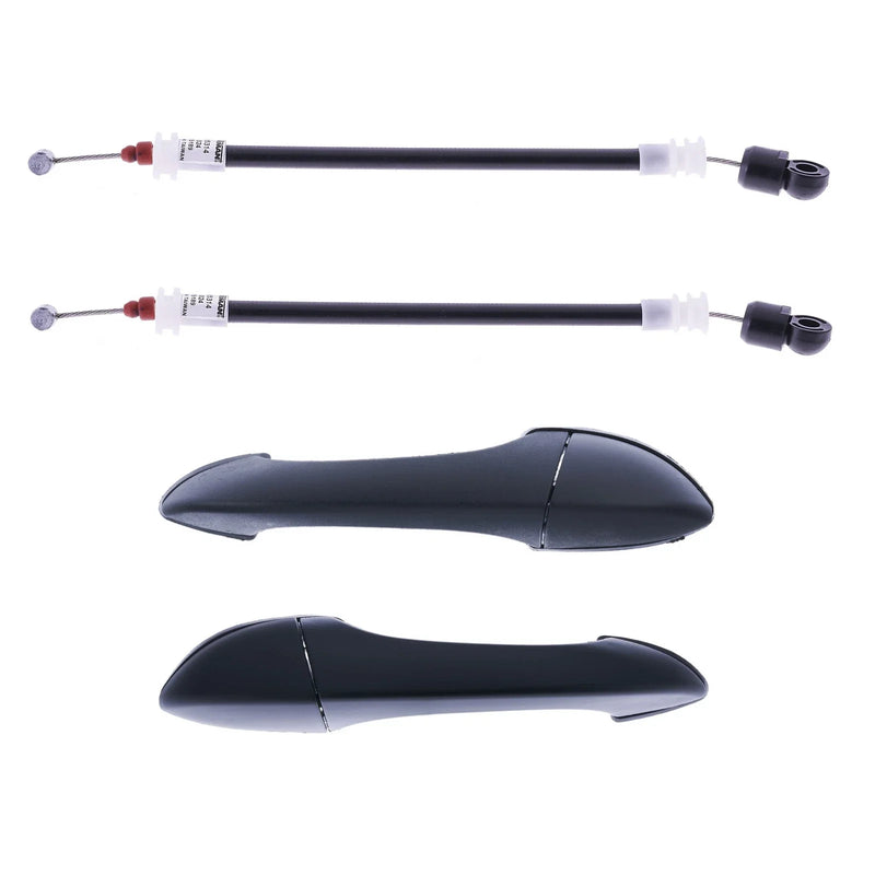 BMW X5 4pcs Rear LH+RH Black Outer Door Handle & Carrier Cable (2000–2007)