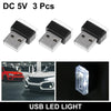 Universal Car Interior Atmosphere Lamp 3 x Mini USB LED Lights