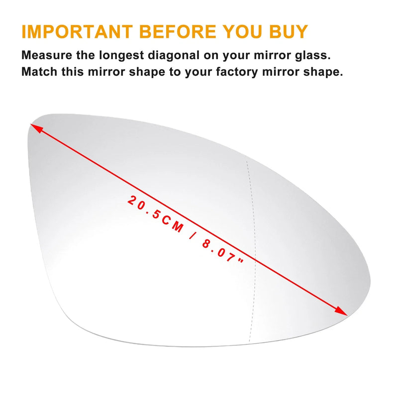 Porsche Cayman Mirror Glass Right Side White with Back Heated