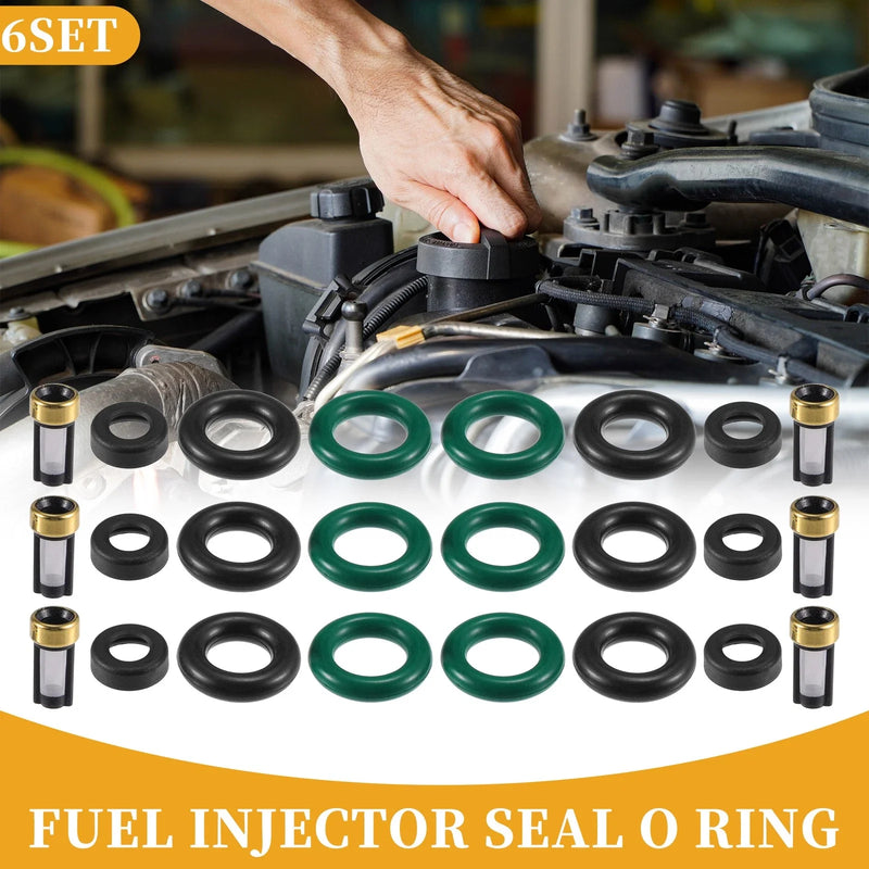 Honda Accord (2008-2017) - 6 x NBR Rubber Black Fuel Injector Seal O-Ring Set