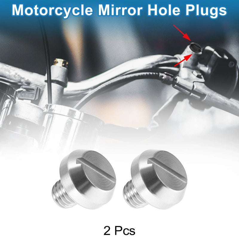 Motorcycle Hole Plugs M8x1.25 Left Hand Screws Silver Tone