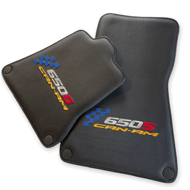 McLaren 650S (2014-2019) - Black Tailored Carbon Fiber Leather Floor Mats