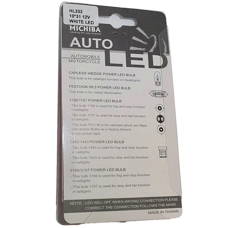 Car 2pc LED Festoon License Light 12V 0.5W CANBUS 14000K (2000–2024)