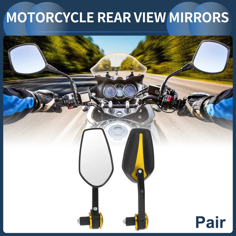 Pair Motorcycle Rear View Mirrors Handlebar Mirrors Plastic Aluminum