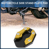 Motorcycle Side Stand Plate Pad with Wrench Aluminum Alloy Gold Tone 1 Set