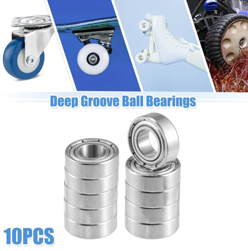 10 Pcs 6x12x4mm Double Metal Shield Deep Groove Ball Bearings