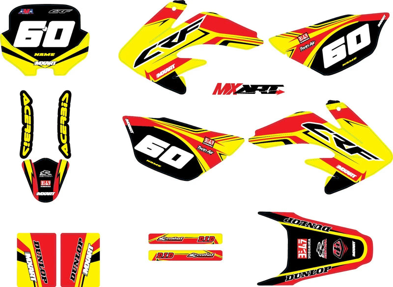 Honda CRF 100 (2004-2010) FLOW Style Stickers Custom Graphics Full Kit