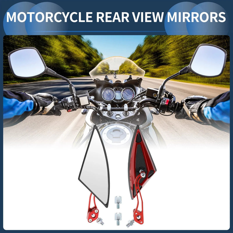 M8/M10 Motorcycle Rear View Mirrors Handlebar Mirrors Red Aluminum Alloy Plastic