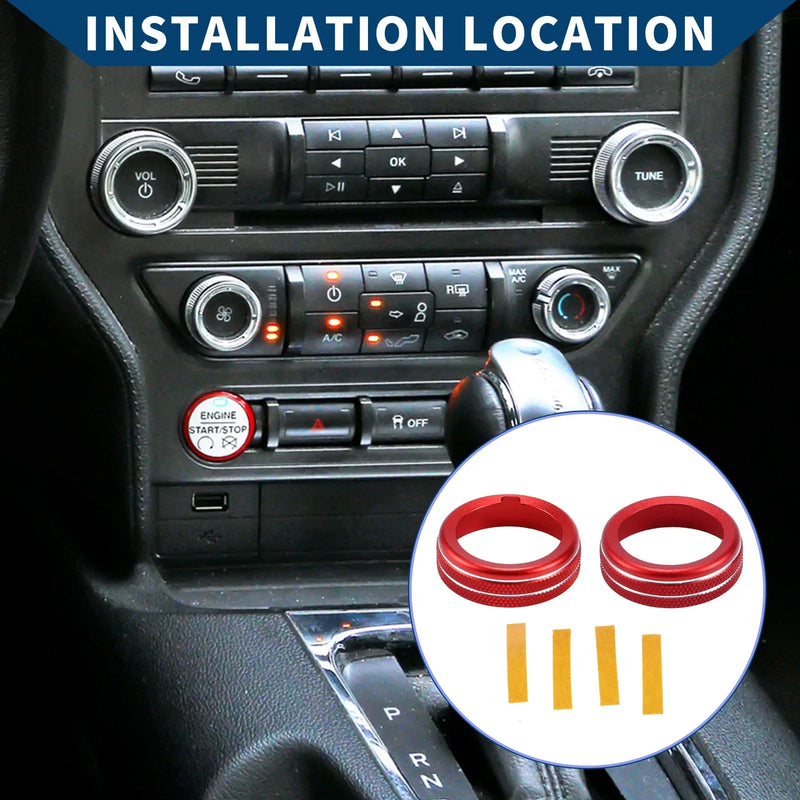 Ford Mustang 2015-2021 Red AC Climate Switch Knob Cover Ring