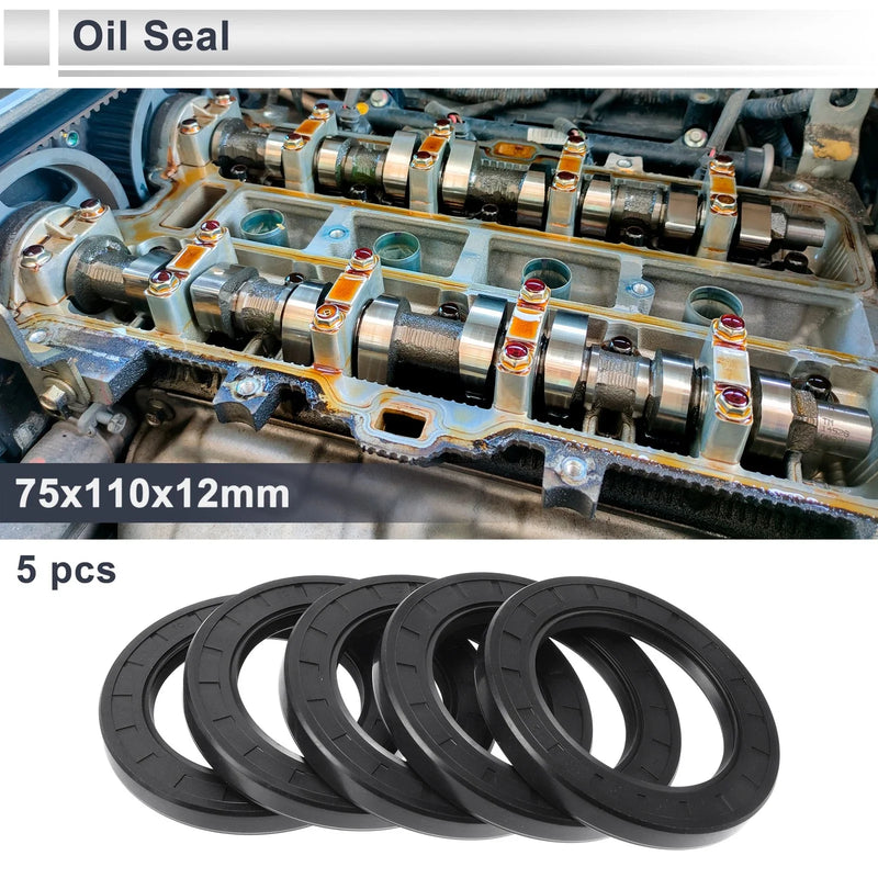 Car Oil Seal 75x110x12mm 5 x Seal Ring Rotary Shaft Nitrile Rubber