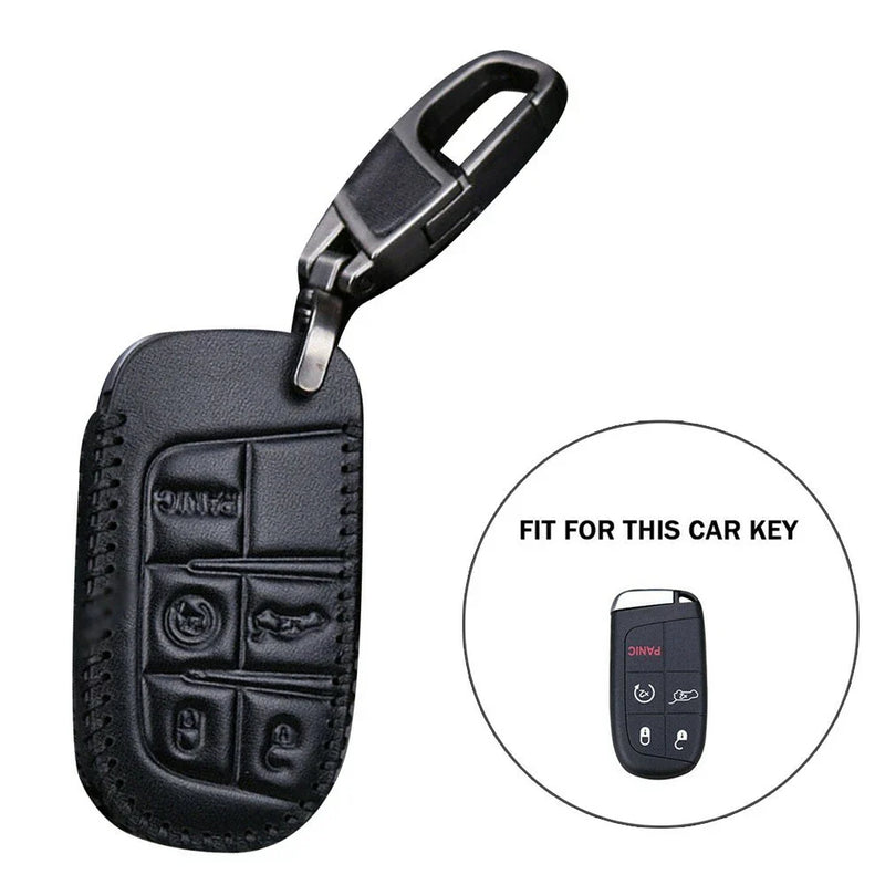 Jeep Cherokee Leather Remote Key Cover Case Chain Holder