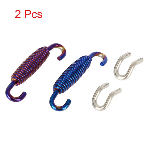 Motorcycle Exhaust Pipe Spring 2 x Stainless Steel Blue
