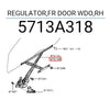 Mitsubishi Mirage A10, A13 FR Door Window Regulator (2013-2022)