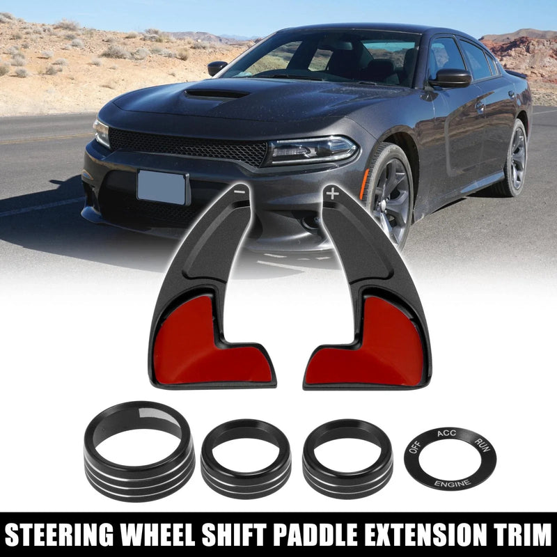 Dodge Charger Jeep Black Steering Wheel Shift Paddle Extension Trim Set