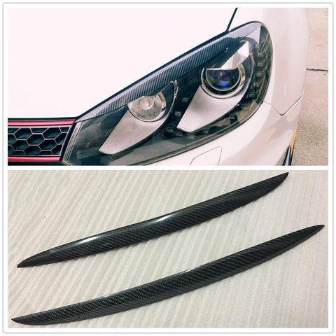 VW Golf 6 GTI MK6 2 x Carbon Fiber Headlight Eyelid Trim (2008-2013)