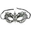 Venetian Metal Filigree Laser Cut Masquerade Black Mask with Rhinestones