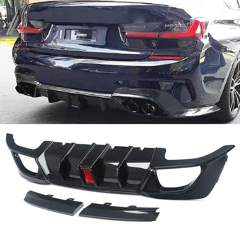 BMW 3 Series G20 2019-2022 Carbon Fiber Style Rear Diffuser Lip