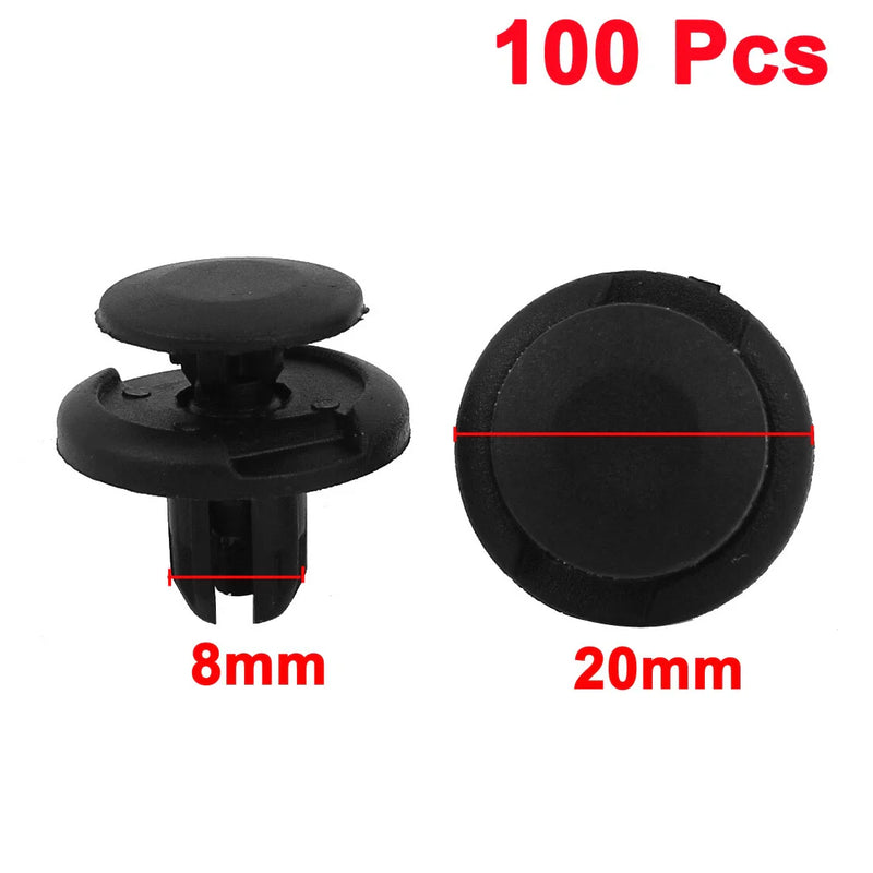 Honda Car Door Clips 100 Pcs 8mm Black Plastic Rivets