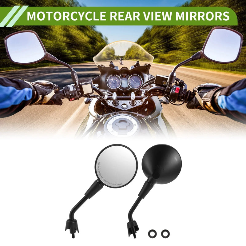 M8 Motorcycle M8 Rear View Mirrors Round Shape Handlebar Mirrors Black Iron