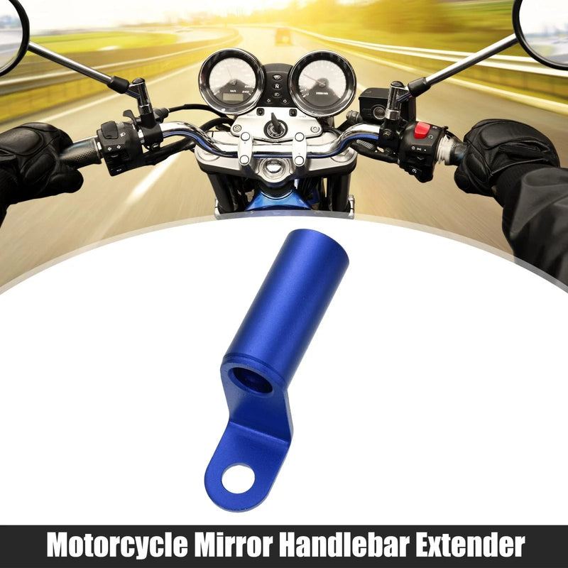 Motorcycle Rearview Mirror Handlebar Extender Holder 10mm Aluminum Blue