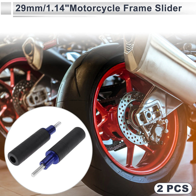Motorcycle 0.67" Aluminum Alloy Plastic Motorcycle Slider Frame 2 x Blue