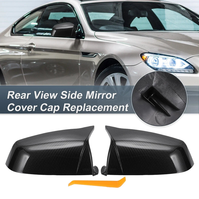 BMW E60 E61 F10 F11 E63 Rearview Mirror Cover Cap Black Carbon Fiber