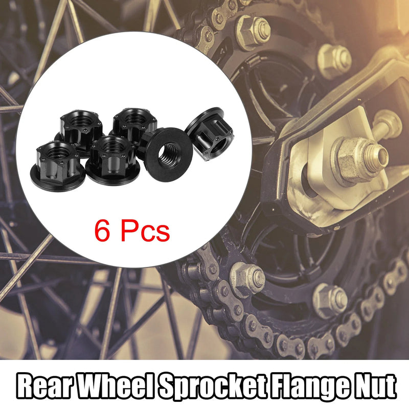 Bicycle Motorcycle 6pcs Titanium Alloy M8 Pitch 1.25mm Flange Bolt Nut