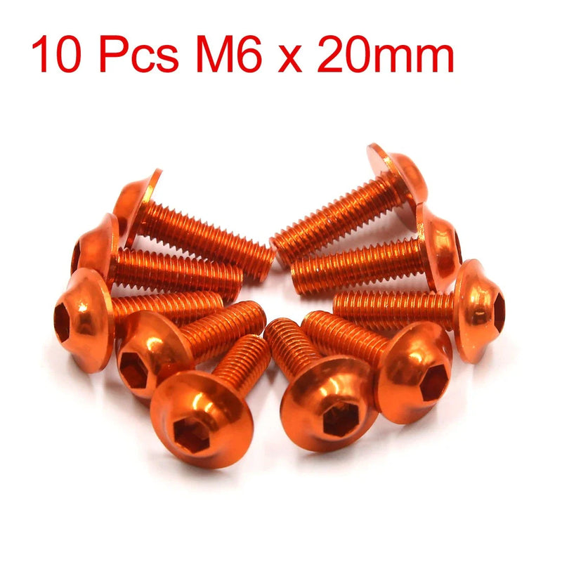 Motorcycle 10pcs M6 x 20mm Hexagon License Plates Fairing Bolts Screw