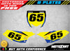 Yamaha YZ 65 Number Plate Stickers Custom Graphics (2015-2023)