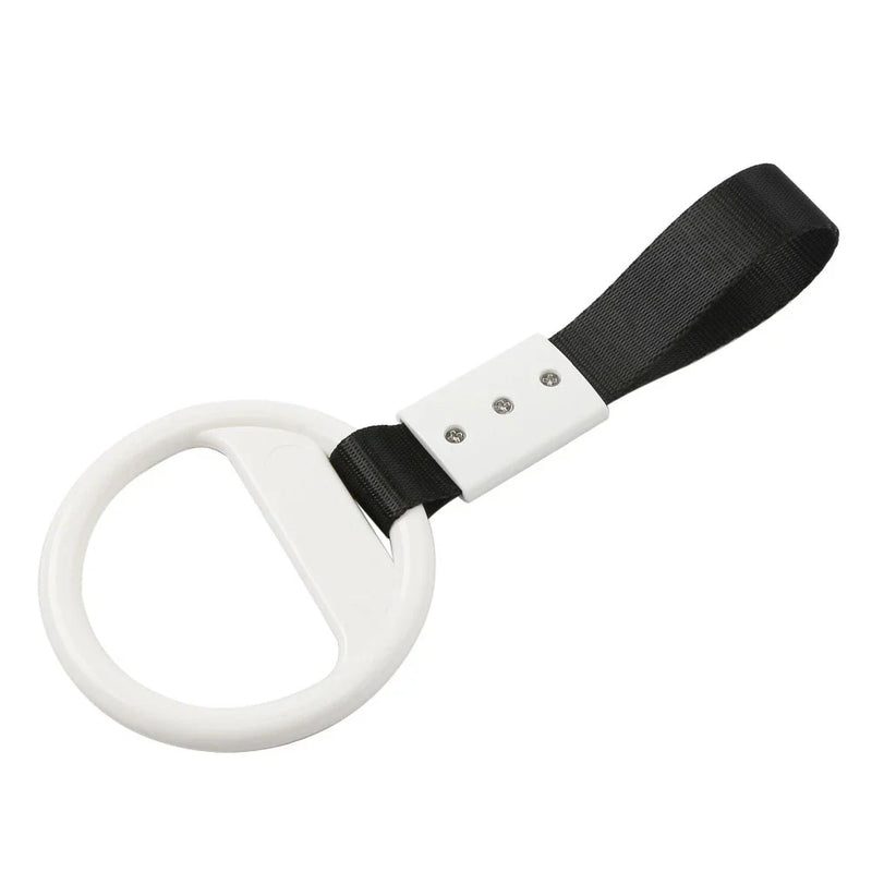 Train Bus PVC Plastic Black & White Round Ring Handle Strap