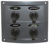 Boat / Caravan / 4WD Switch Panel 4 Gang Grey Marine Waterproof 15A Fuse