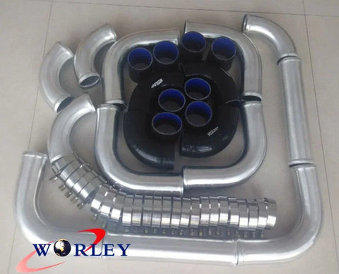 Aluminum Black Hose 2.5" Universal Turbo Boost Intercooler Piping Kit