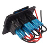 Car Boat RV Truck Blue LED Gang Toggle Rocker Switch Panel with Dual USB