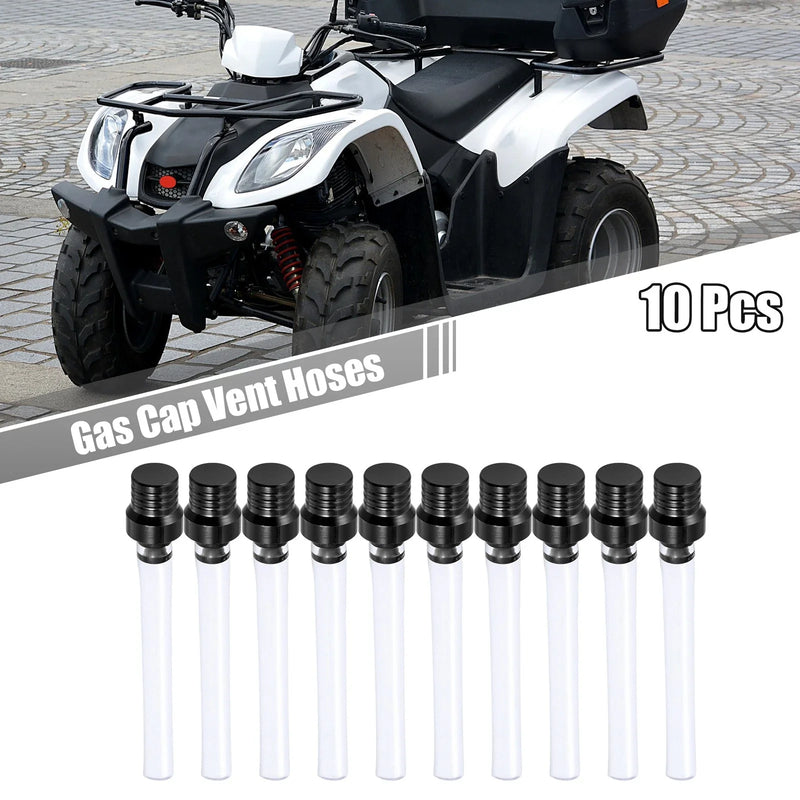 Motorcycle 10pcs Gas Fuel Cap Air Vent Hose Breather OneWay Clear Tube Black