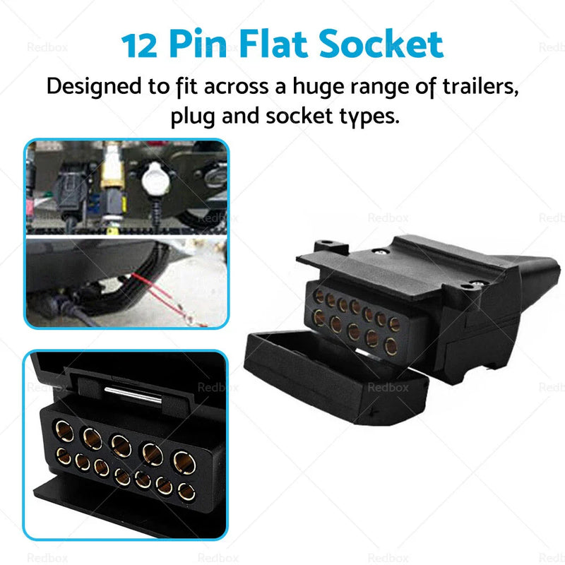 Trailer Connector Car Caravan 12 Pin Flat Female Socket